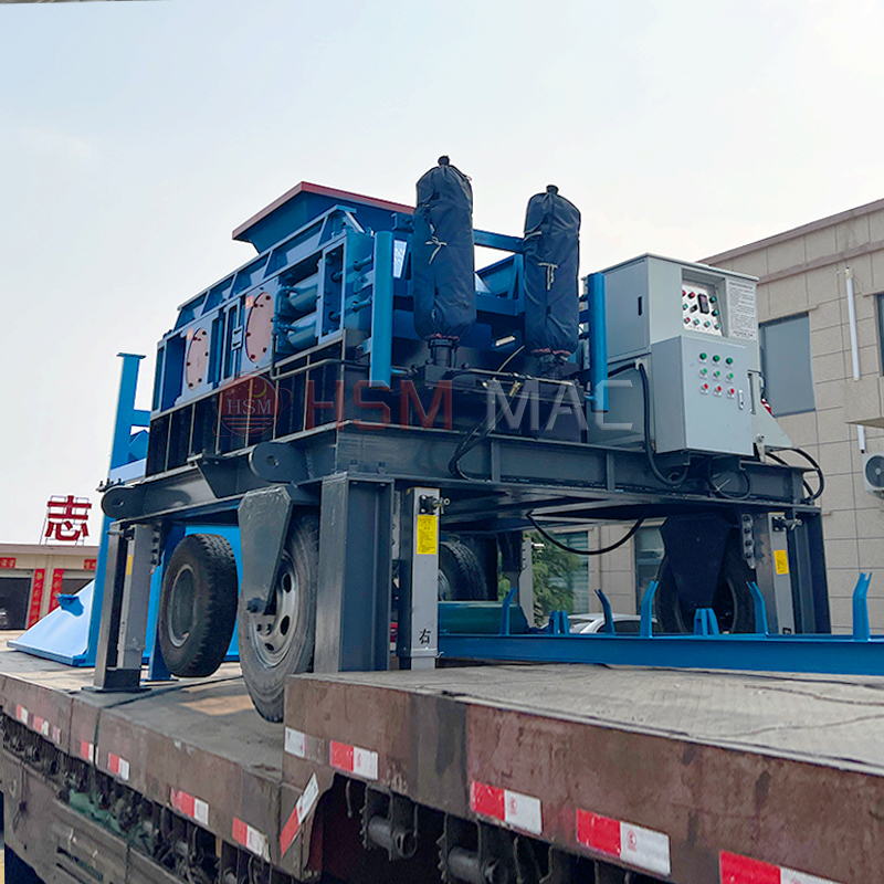 時產(chǎn)100噸瓜米石移動對輥制砂一體機型號怎么選？